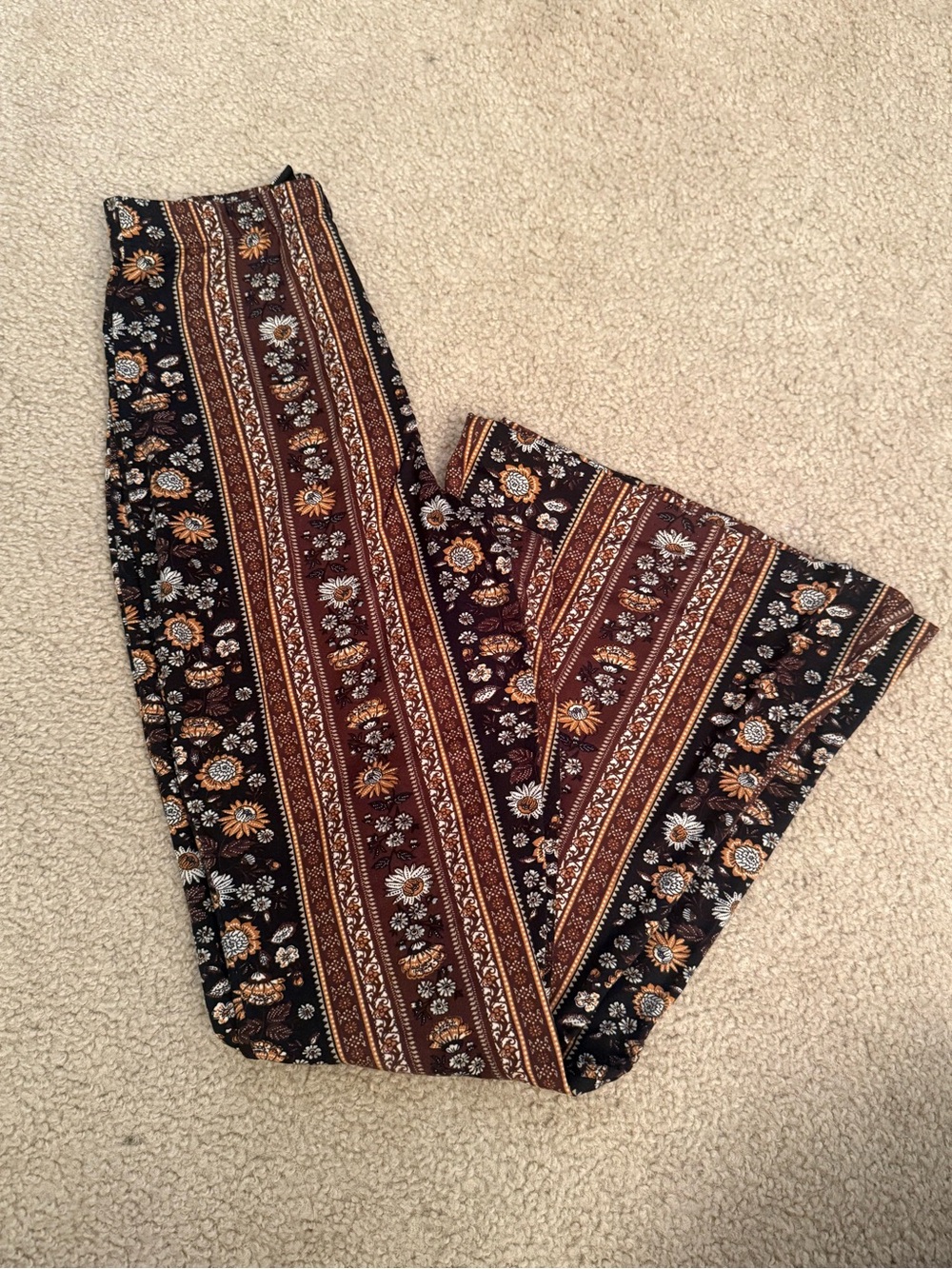 Windsor Brown & Cream Boho Paisley Pants